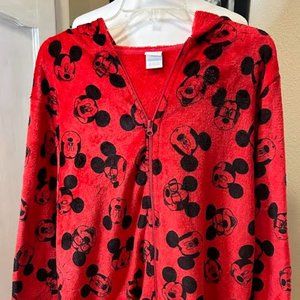 Disney Mickey Mouse  Soft Lightweight Hoodie Red with Black Mickey's